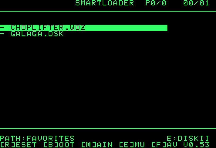 The Smartloader favorites list
