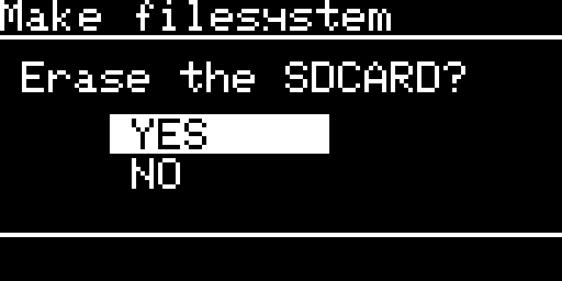 the erase question, answer YES selected