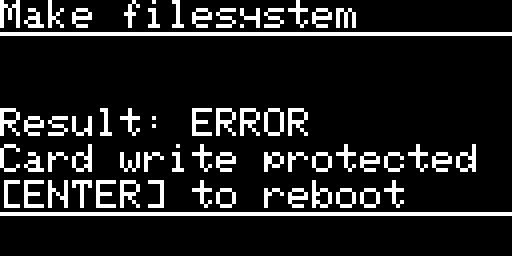 the result screen, with an error