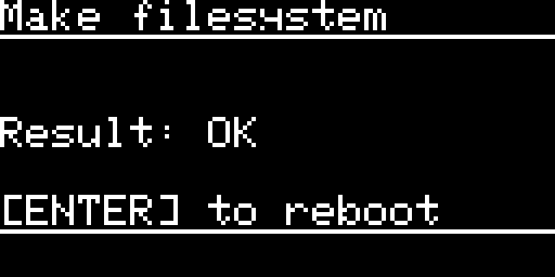 the result screen, format done