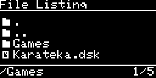 File listing, a folder with three entries