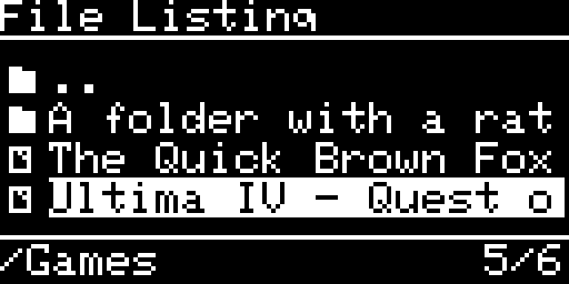 File listing, another long name selected