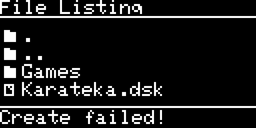 The Create failed note under the list