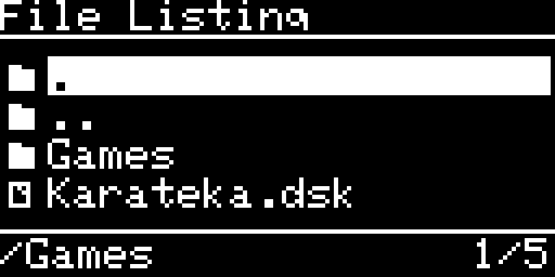File listing, first entry selected