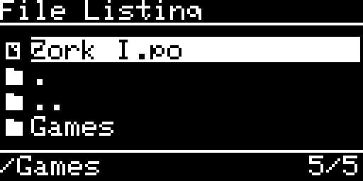 File listing, UP from nothing: the last entry on top, the list wraps