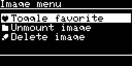 Image menu, Toggle favorite selected