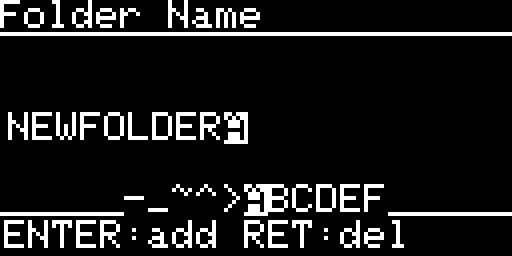 the name editor for a new folder