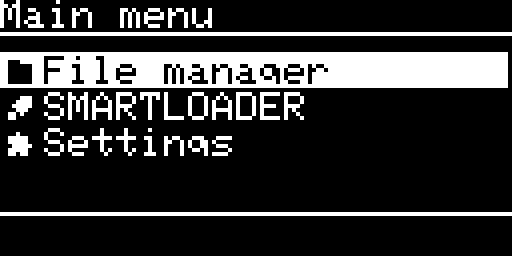 The main menu of the Smartloader emulation