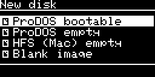 New disk on the 3.5 inch drive: the HFS (Mac) empty volume is offered, DOS 3.3 is not