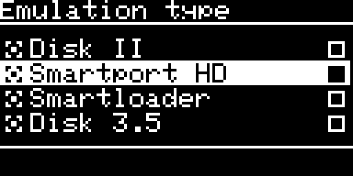 Emulation type, Smartport HD chosen with ENTER