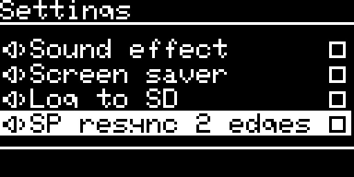 Settings, SmartPort HD, SP resync 2 edges selected