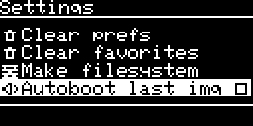 The Autoboot last img option on the OLED, off
