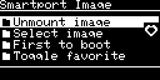 Smartport Image menu, Unmount image selected, the heart at the right