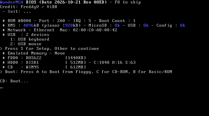 After C with a bootable CD image: "CD: Boot..."