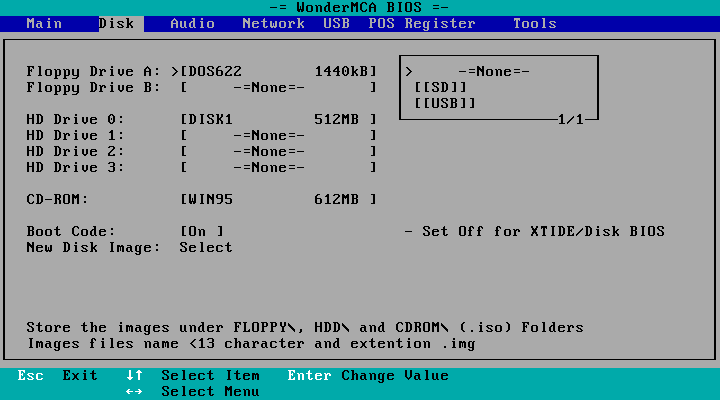 The same list with a USB stick plugged in: [SD] and [USB]