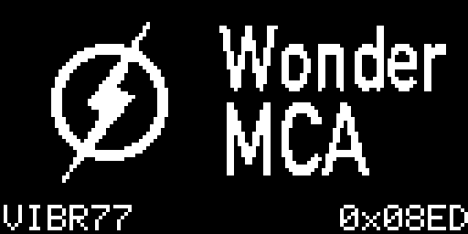 The logo of the card on the screenpad at power-on, with the option ROM revision 0x08ED