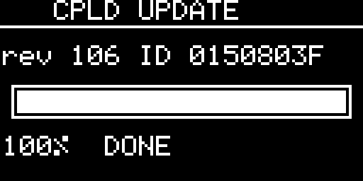 The programming step finished: a full bar and "100% DONE"