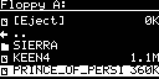 The floppy picker of the screenpad on a 16-character name: the row shows the first 15 characters