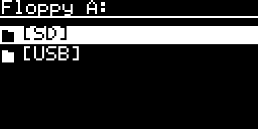 The floppy picker of the screenpad, first view: [SD] and [USB]