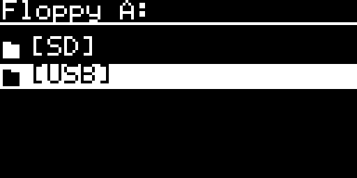 The same picker with the cursor on [USB]